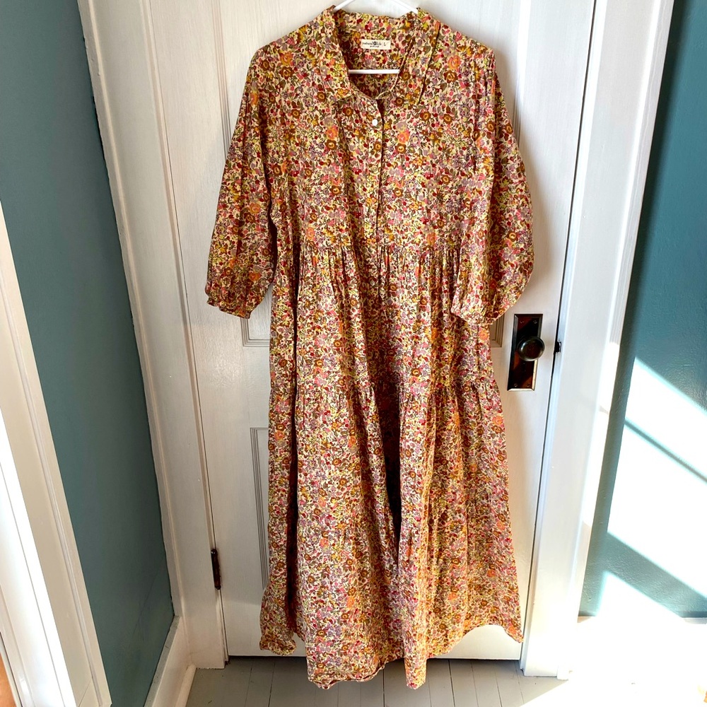 NATURAL LIFE Floral Maxi Dress with Button Detail - Multicolor